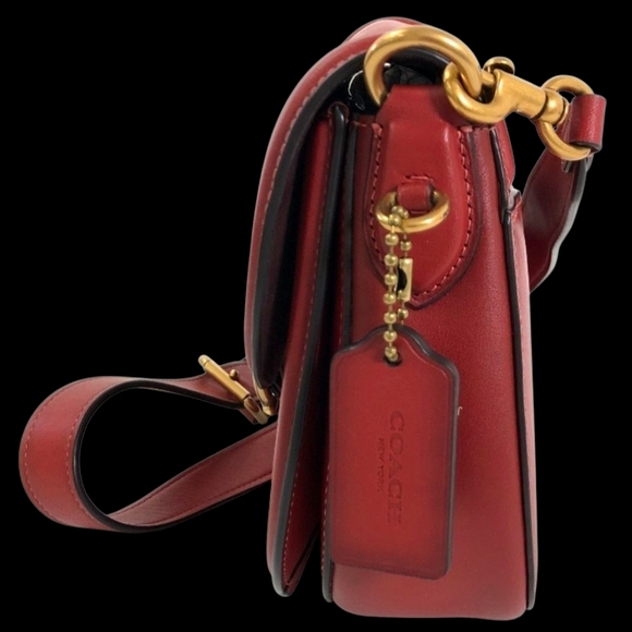 Coach The Beat Saddle Bag - Red Leather Crossbody/Shoulde Bag w/ Brass Hardware - Picture 4 of 10